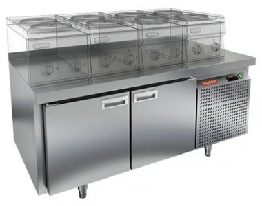 Стол охлаждаемый Hicold GN 11/TN LT  под тепл.оборуд.(-2+10), 2 двери, 1390х700х675