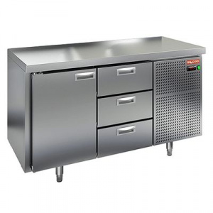 Стол охлаждаемый Hicold SN 13/TN О (-2+10) оостровн., 1 дверь, 3ящ, 1390х600х850